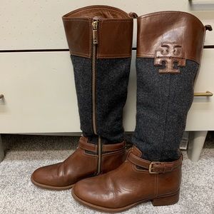 Tory Burch Wool and Leather Riding Boots